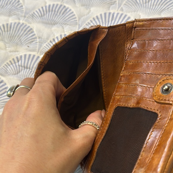 Brown Woven Leather Wallet with Zipper Closure - Picture 5 of 10